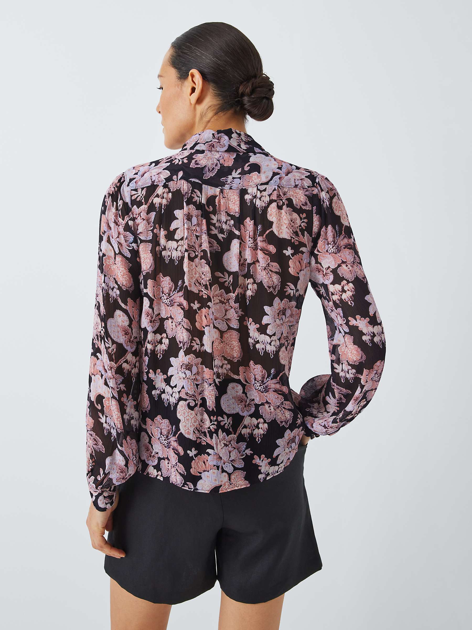 Buy PAIGE Kirstie Floral Print Silk Blouse, Black/Multi Online at johnlewis.com