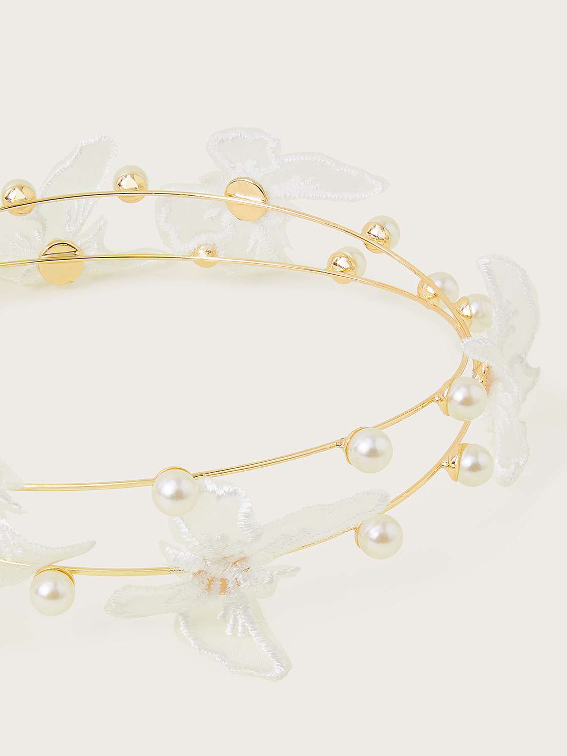 Buy Monsoon Kids' Pearl Butterfly Bridesmaid Headband, Gold Online at johnlewis.com