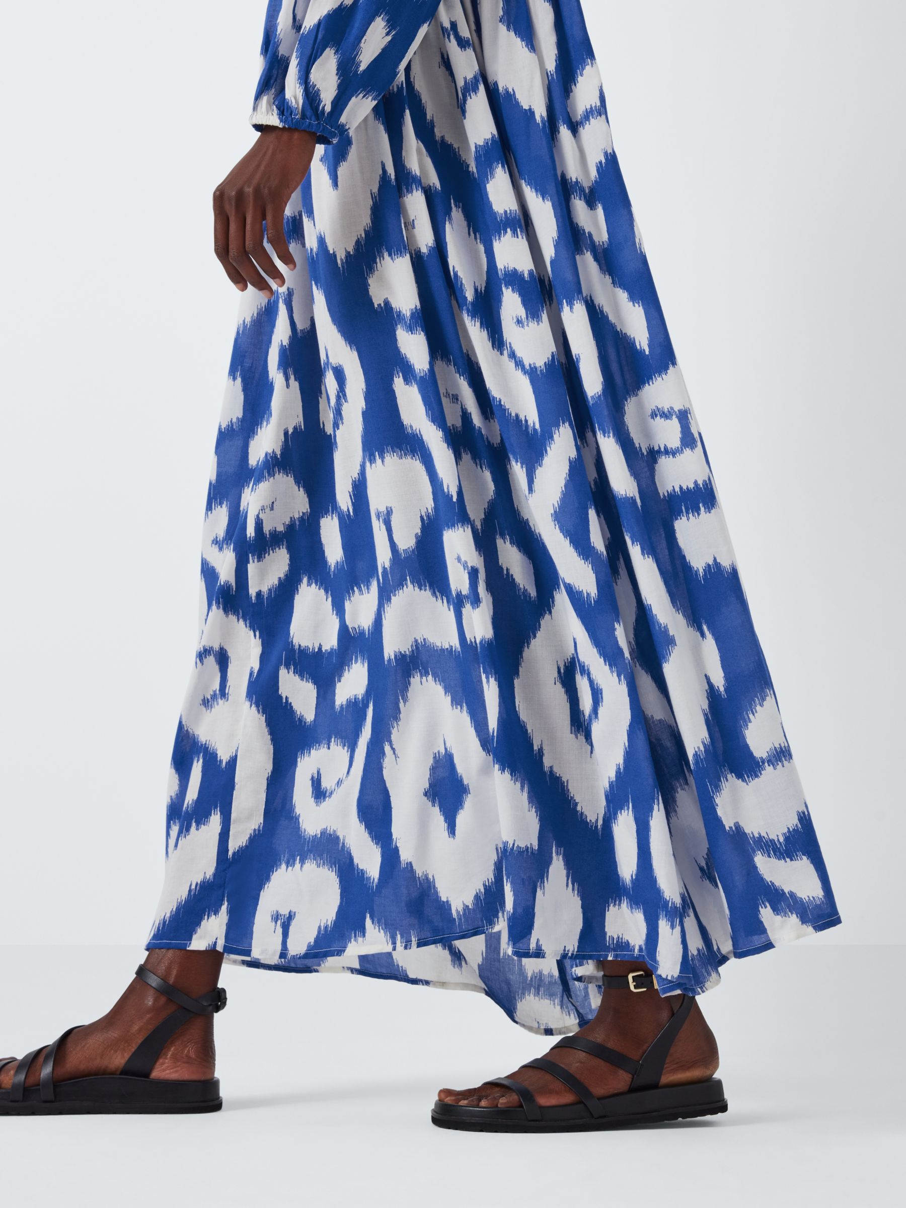 John Lewis Maya Aztec Maxi Beach Dress, Blue/Multi, L
