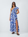 John Lewis Ayanna Frill Midi Beach Dress, Blue/Multi