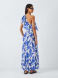John Lewis Ayanna Frill Midi Beach Dress, Blue/Multi