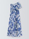 John Lewis Ayanna Frill Midi Dress, Blue/Multi