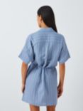John Lewis Stripe Linen Blend Beach Shirt Dress, Blue