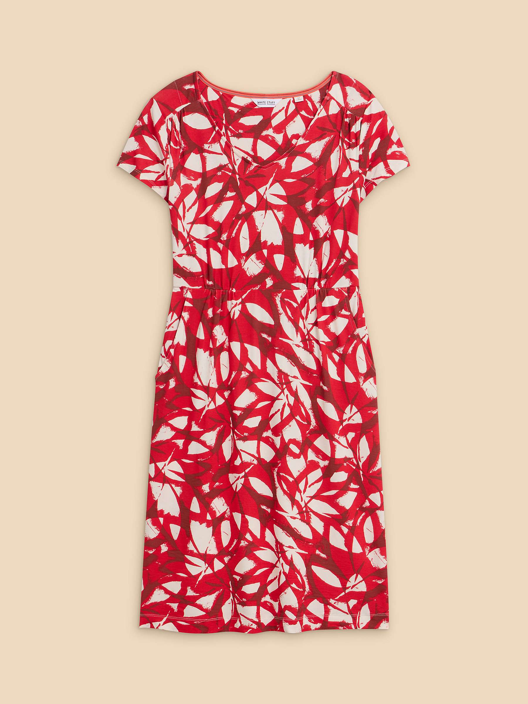 Buy White Stuff Tallie Leaf Print Jersey Dress, Red/Multi Online at johnlewis.com