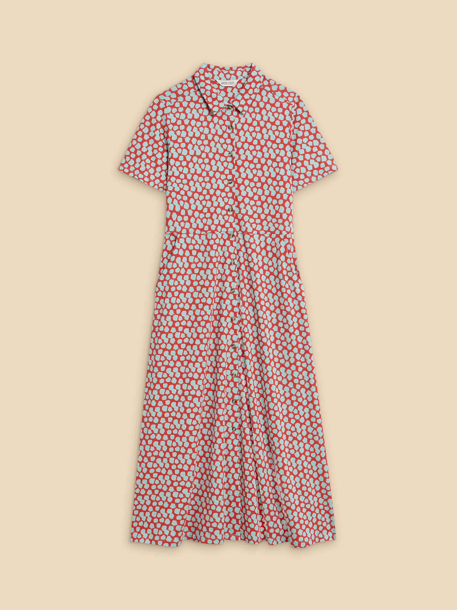 Buy White Stuff Rua Jersey Shirt Midi Dress, Red/Multi Online at johnlewis.com