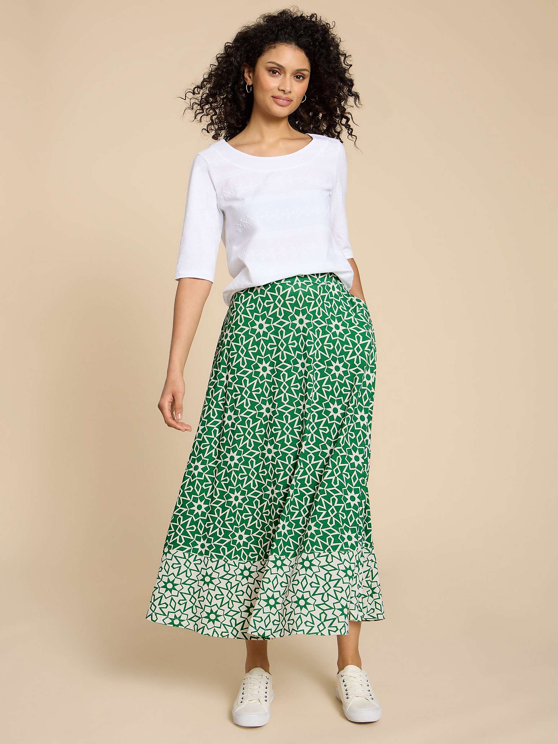 Buy White Stuff Jada Ecovero Maxi Skirt, Green/Multi Online at johnlewis.com