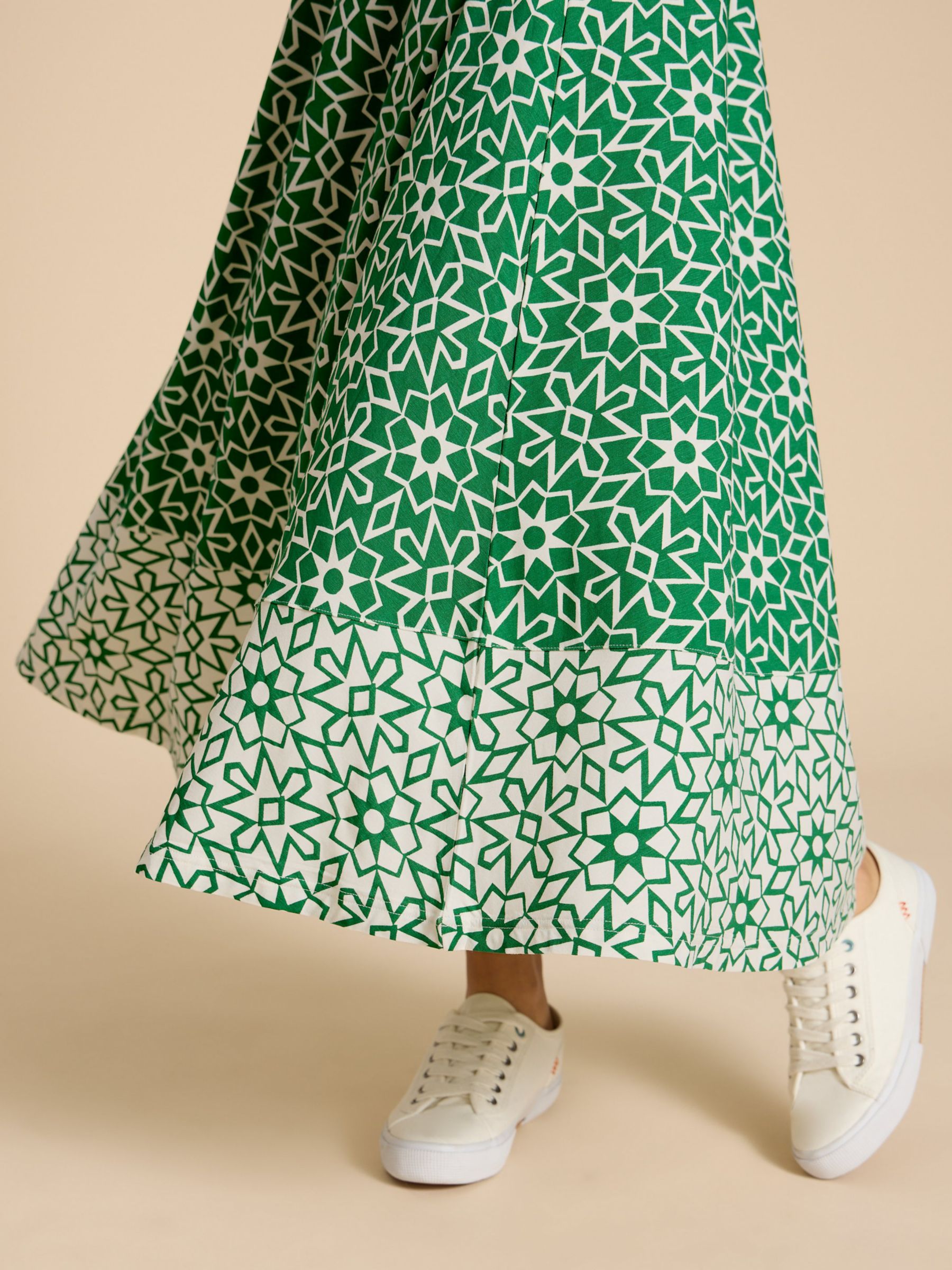 White Stuff Jada Ecovero Maxi Skirt, Green/Multi, 6
