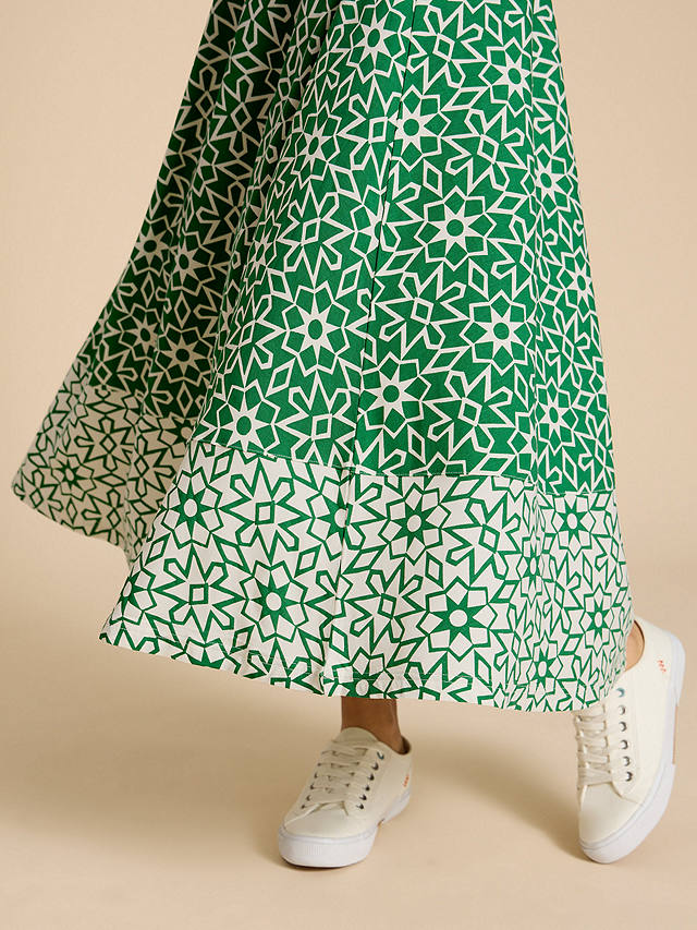 White Stuff Jada Ecovero Maxi Skirt, Green/Multi