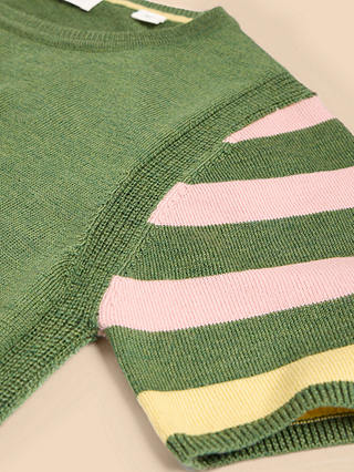 White Stuff Merino Wool Striped Jumper, Green/Multi