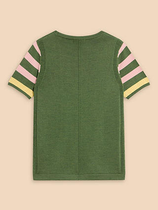 White Stuff Merino Wool Striped Jumper, Green/Multi