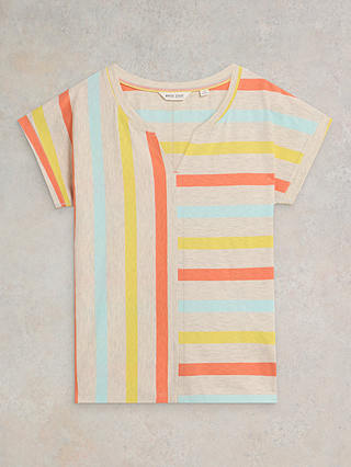 White Stuff Nelly Stripe Cotton T-Shirt, Natural/Multi