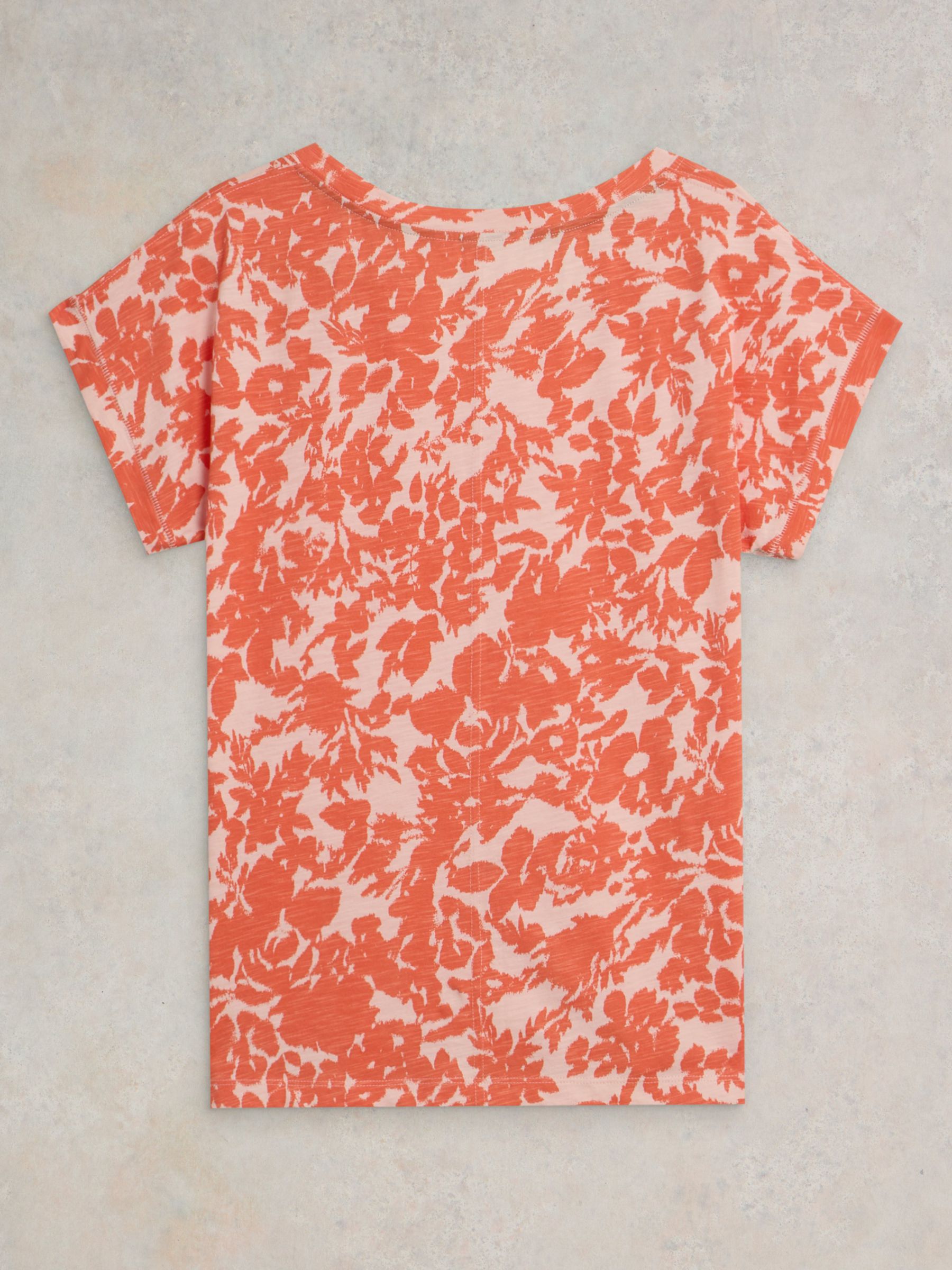 White Stuff Nelly Notch Neck T-Shirt, Orange, 6