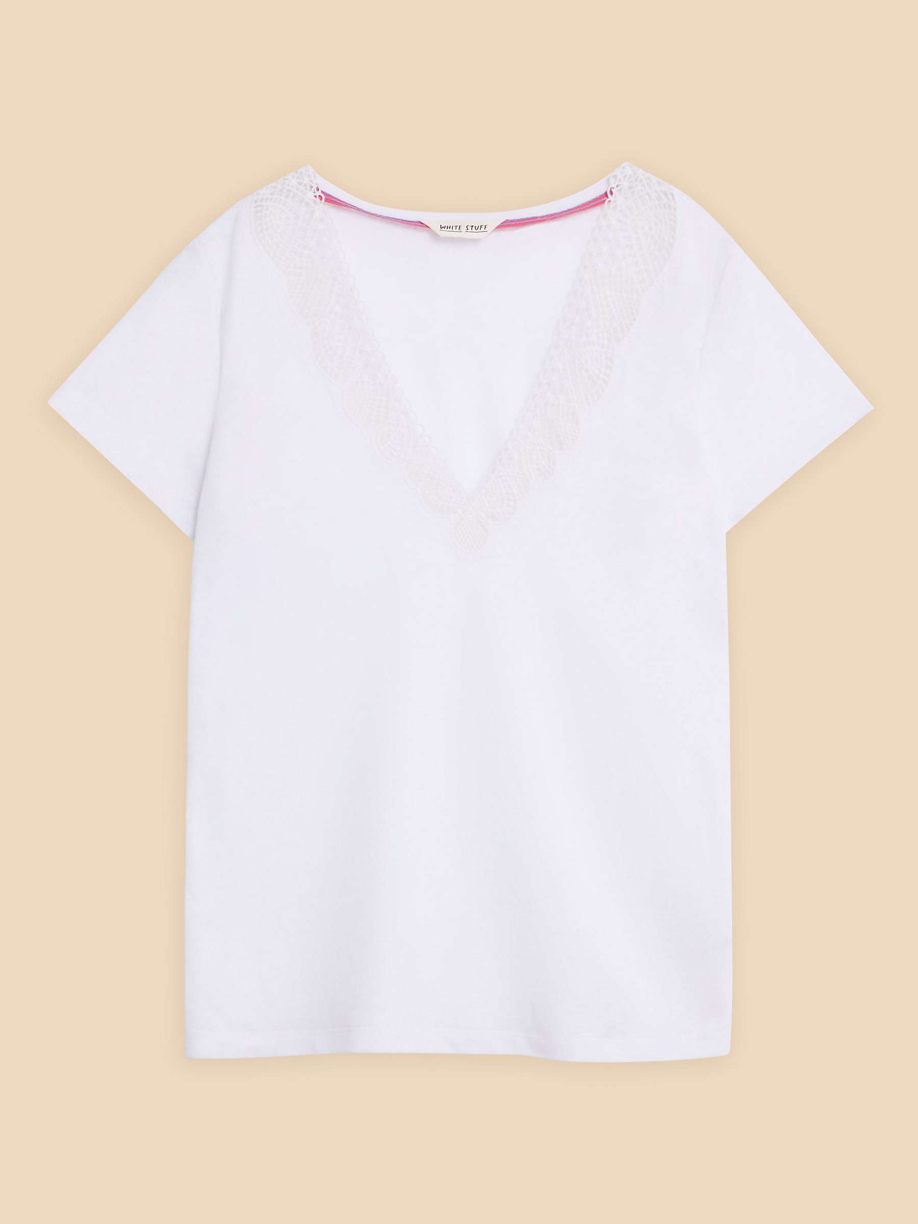 Buy White Stuff Ellie Embroidered Linen Blend T-Shirt, Brilliant White Online at johnlewis.com