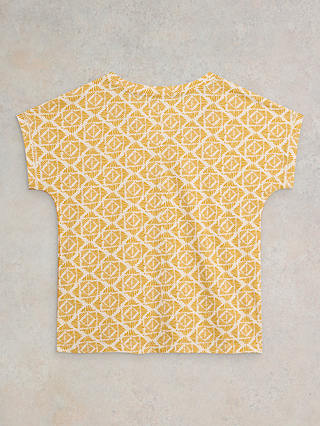 White Stuff Nelly Embroidered Notch Neck T-Shirt, Yellow