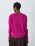 John Lewis Cashmere Relaxed V-Neck Jumper, Magenta