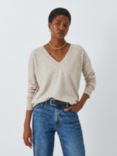 John Lewis Cashmere Relaxed V-Neck Jumper, Toast