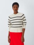 John Lewis Cashmere Stripe Raglan Crew Neck Jumper, Multi