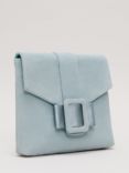 Phase Eight Suede Buckle Cutch Bag, Light Green