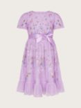 Monsoon Kids' Tula Tulle Floral Embellished Occasion Dress, Lilac