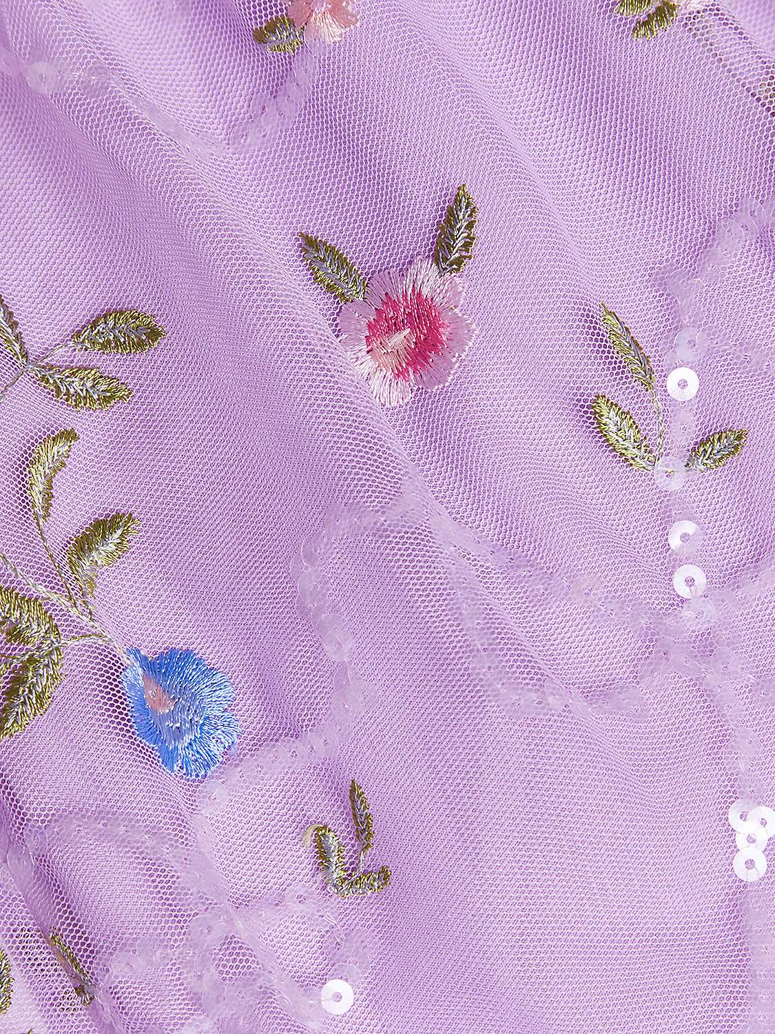 Buy Monsoon Kids' Tula Tulle Floral Embellished Occasion Dress, Lilac Online at johnlewis.com