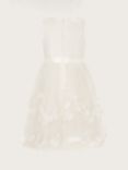 Monsoon Kids' Amber Diamante 3D Rose Occasion Dress, Ivory