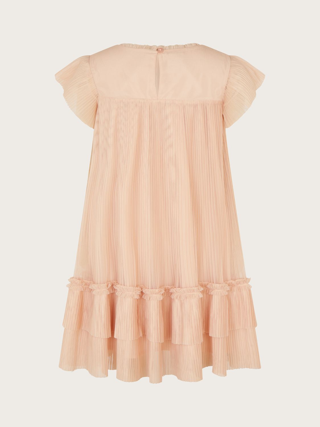 Buy Monsoon Kids' Floral Embroidered Ruffle Mesh Tiered Dress, Pink Online at johnlewis.com