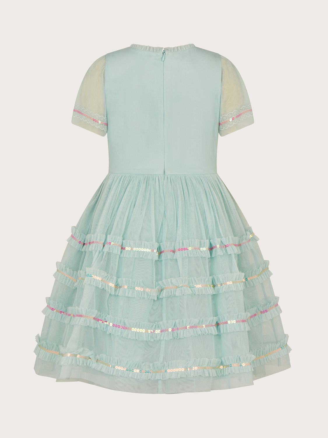 Buy Monsoon Kids' Floral Embroidered Lace Tape Occasion Dress, Aqua Online at johnlewis.com