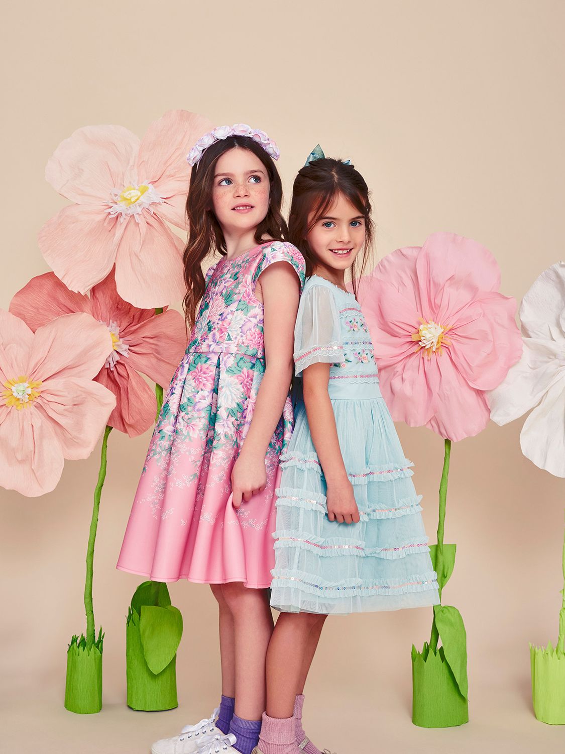 Buy Monsoon Kids' Floral Embroidered Lace Tape Occasion Dress, Aqua Online at johnlewis.com