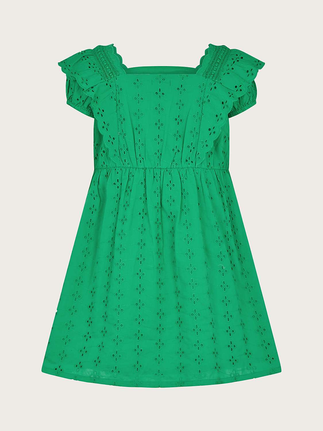 Buy Monsoon Kids' Broderie Anglaise Frill Dress, Green Online at johnlewis.com