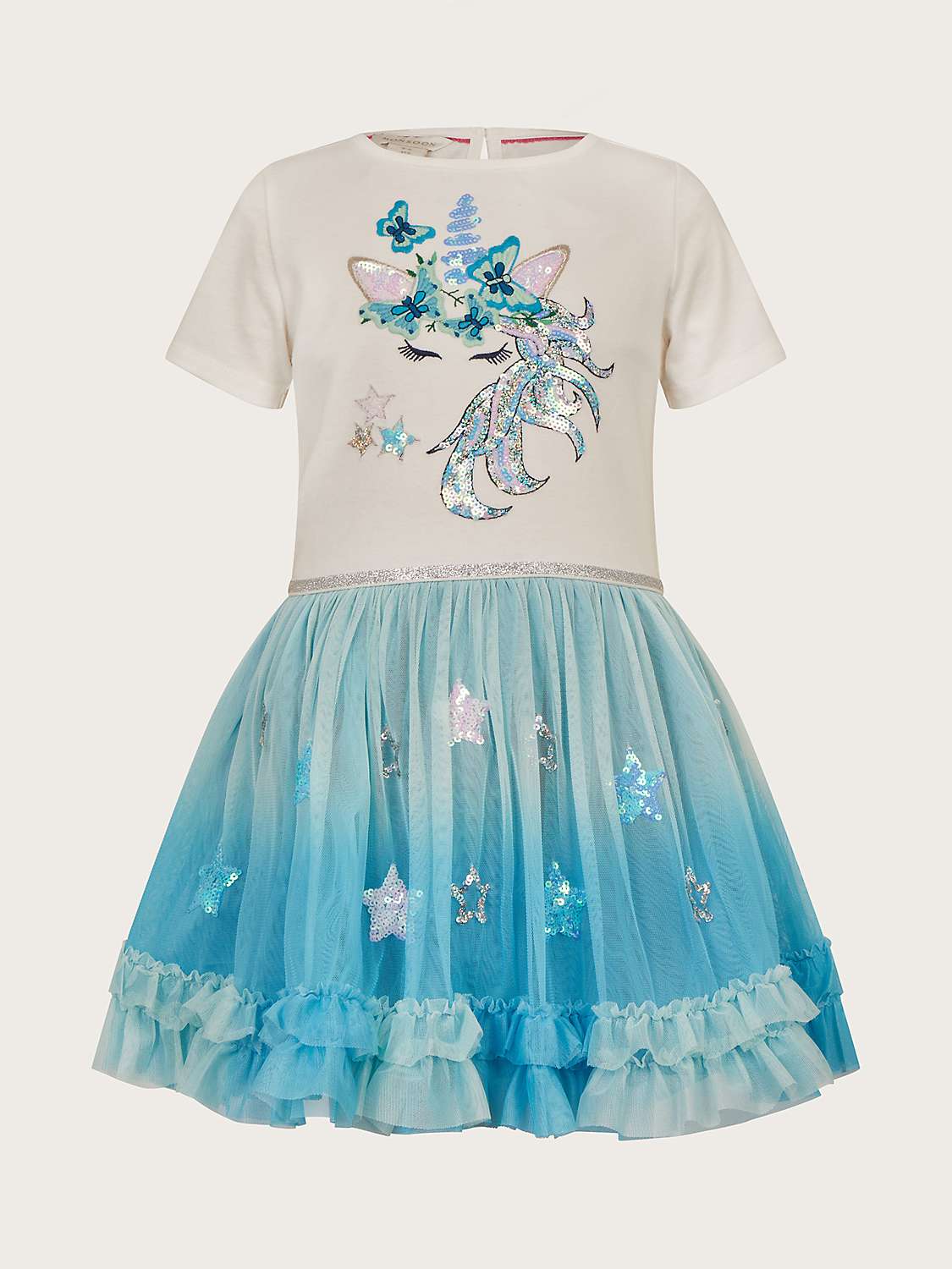 Buy Monsoon Kids' Sequin Unicorn Disco Dress, Aqua Online at johnlewis.com