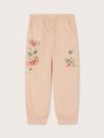Monsoon Kids' Butterfly Embroidered Cargo Trousers, Pale Pink