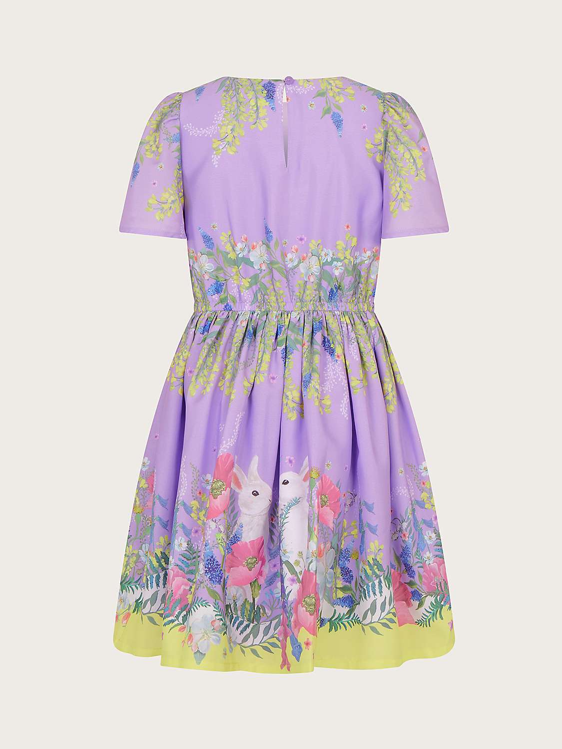 Buy Monsoon Kids' Bunny Floral Border Dress, Lilac Online at johnlewis.com