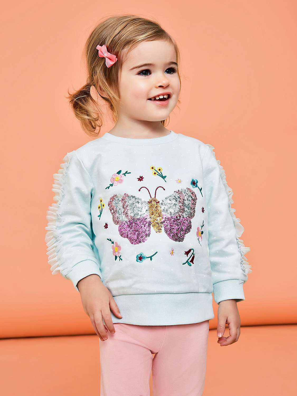 Buy Monsoon Baby Butterfly Sweatshirt & Frill Leggings Set, Blue/Multi Online at johnlewis.com