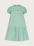 Monsoon Baby Broderie Anglaise Tiered Dress, Aqua