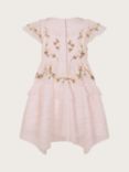 Monsoon Baby Cora Floral Embroidered Occasion Dress, Pink