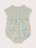 Monsoon Baby Floral Print Knit Split Romper, Aqua