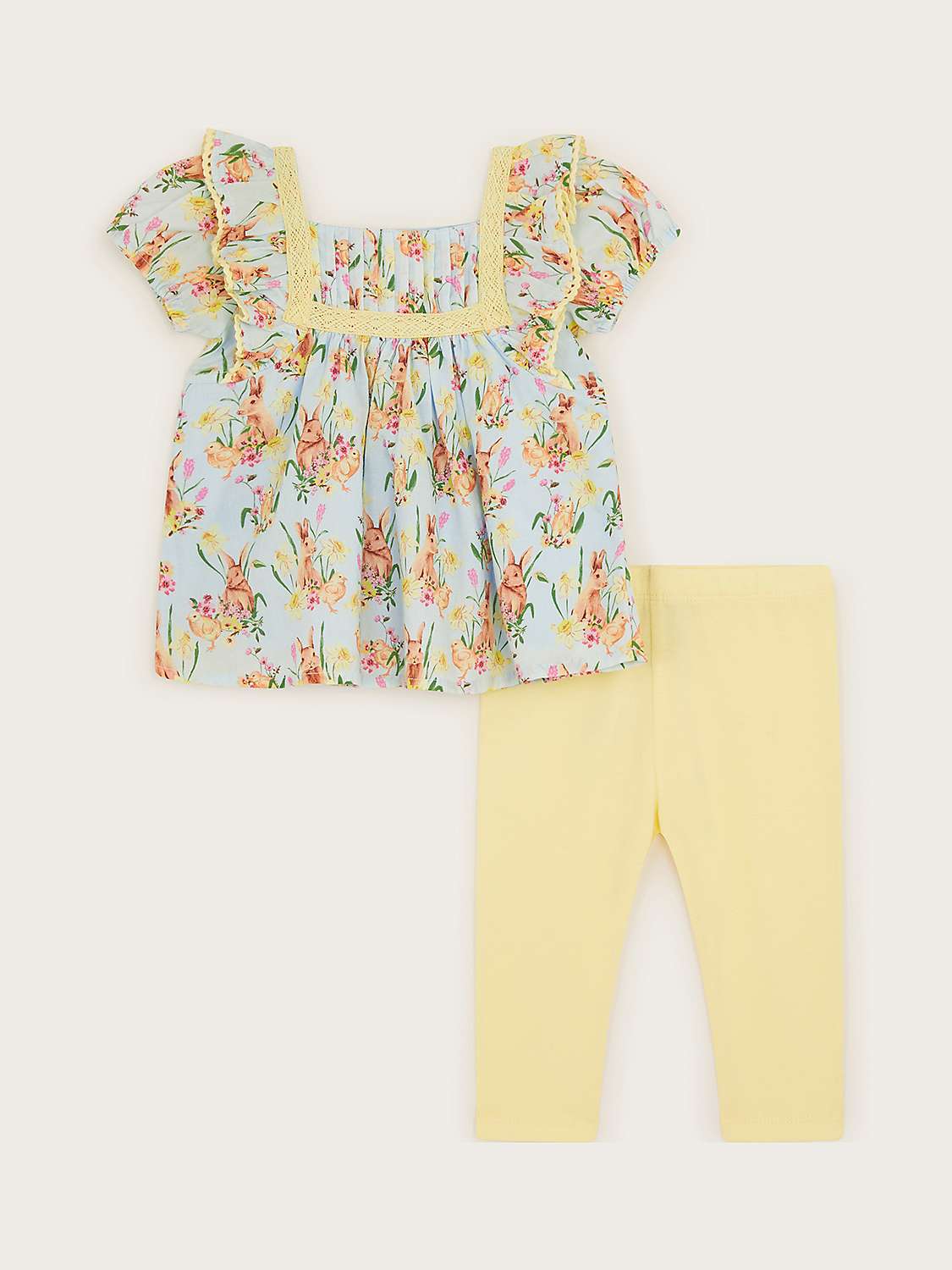 Buy Monsoon Baby Bunny & Daffodil Print Top & Leggings Set, Yellow Online at johnlewis.com