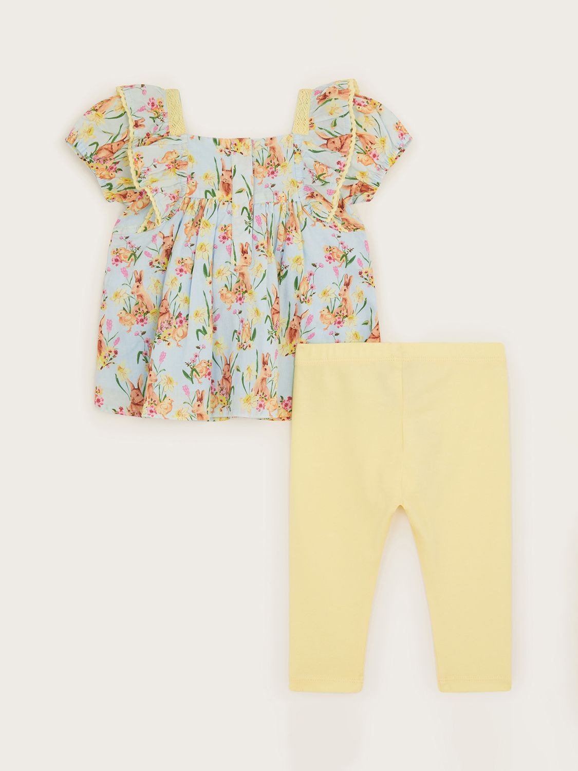 Monsoon Baby Bunny & Daffodil Print Top & Leggings Set, Yellow, 0-3 months