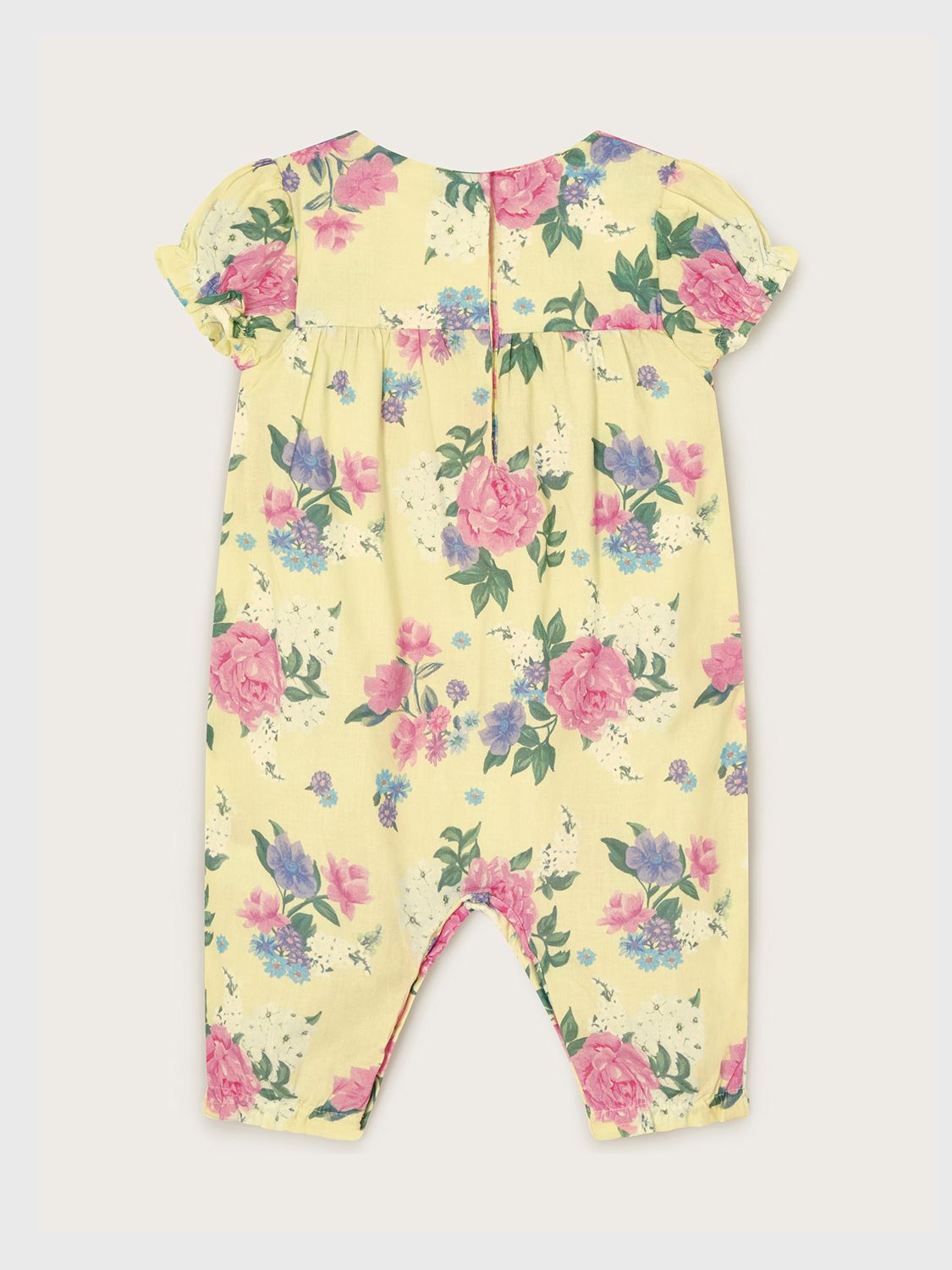 Monsoon Baby Floral Print Romper, Yellow/Multi, 0-3 months