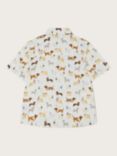 Monsoon Kids' Dog Print Short Sleeve Shirt, Ivory/Multi