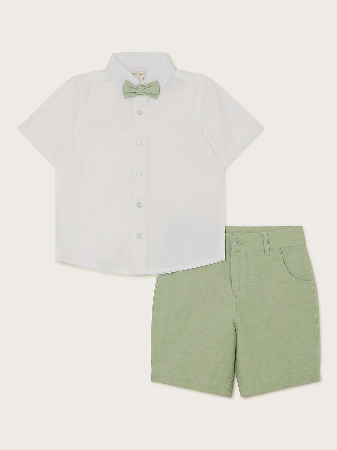 Buy Monsoon Kids' Smart Shirt, Shorts & Bow Tie Set, Sage/White Online at johnlewis.com