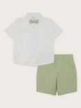 Monsoon Kids' Smart Shirt, Shorts & Bow Tie Set, Sage/White