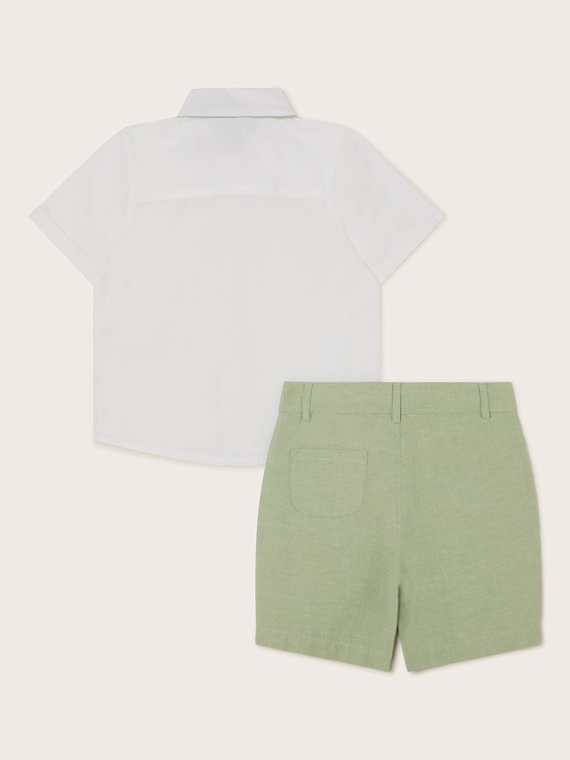 Monsoon Kids' Smart Shirt, Shorts & Bow Tie Set, Sage, 10 years