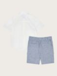 Monsoon Kids' Smart Shirt, Stripe Shorts & Bow Tie Set, Blue/White