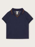 Monsoon Kids' Short Sleeve V Neck Polo, Navy