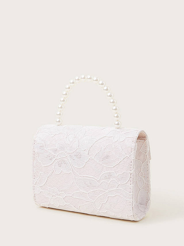 Monsoon Kids' Lolita Lace Pearl Bridesmaid Bag, Pink