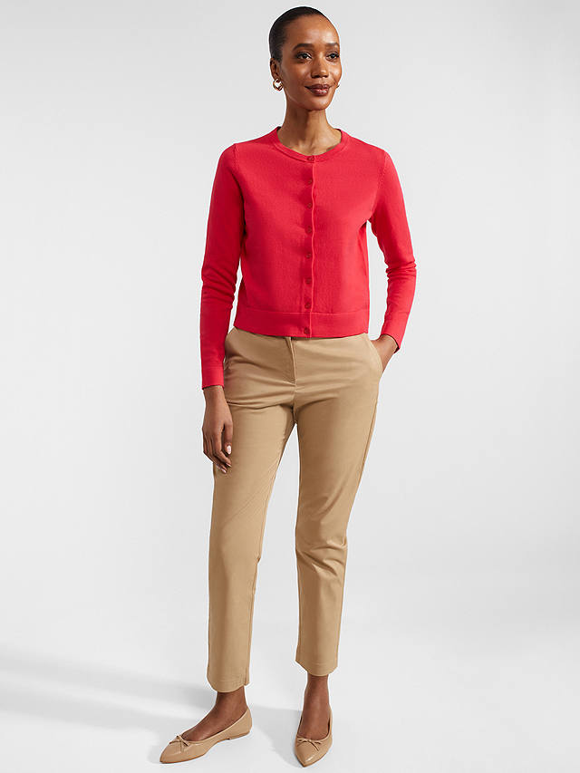 Hobbs Michelle Cotton Blend Cardigan, Rouge Pink