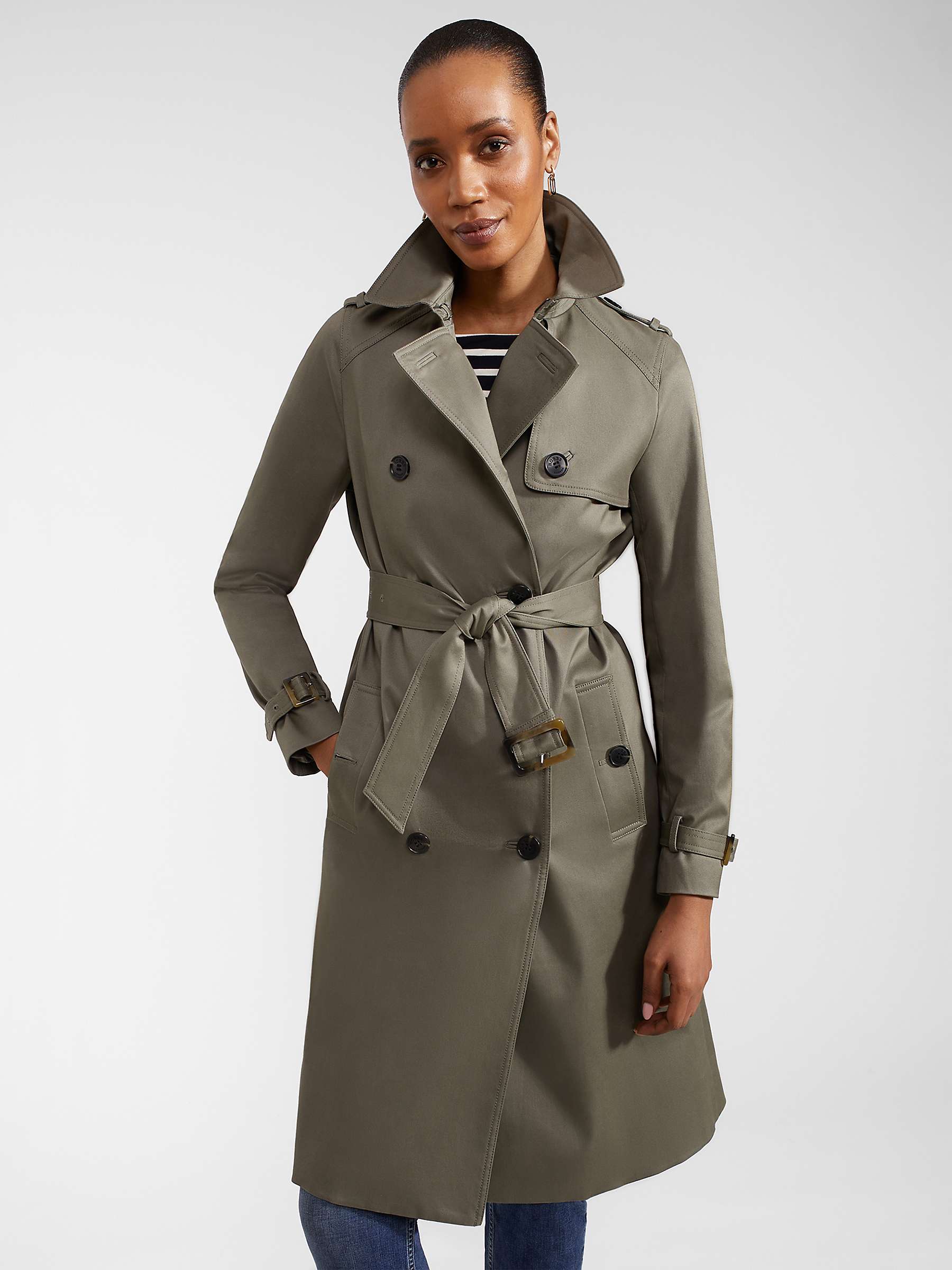 Buy Hobbs Lisa Double Breasted Trench Coat, Olive Green Online at johnlewis.com