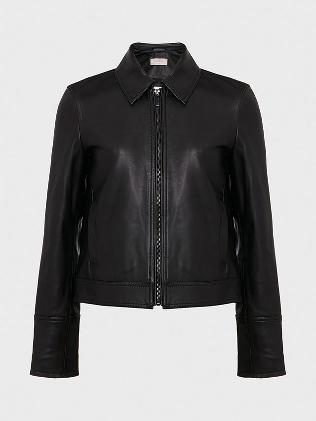 Hobbs Frederica Short Leather Jacket, Black