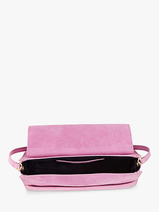 Hobbs Cambridge Leather Clutch Bag, Carnation Pink